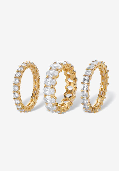 Yellow Gold-Plated 3-Piece Stackable Ring, , on-hover image number null
