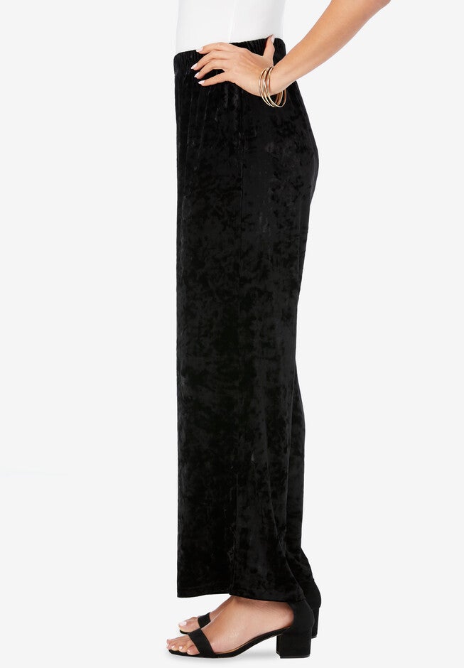 Wide-Leg Crushed Velour Pant, , alternate image number null