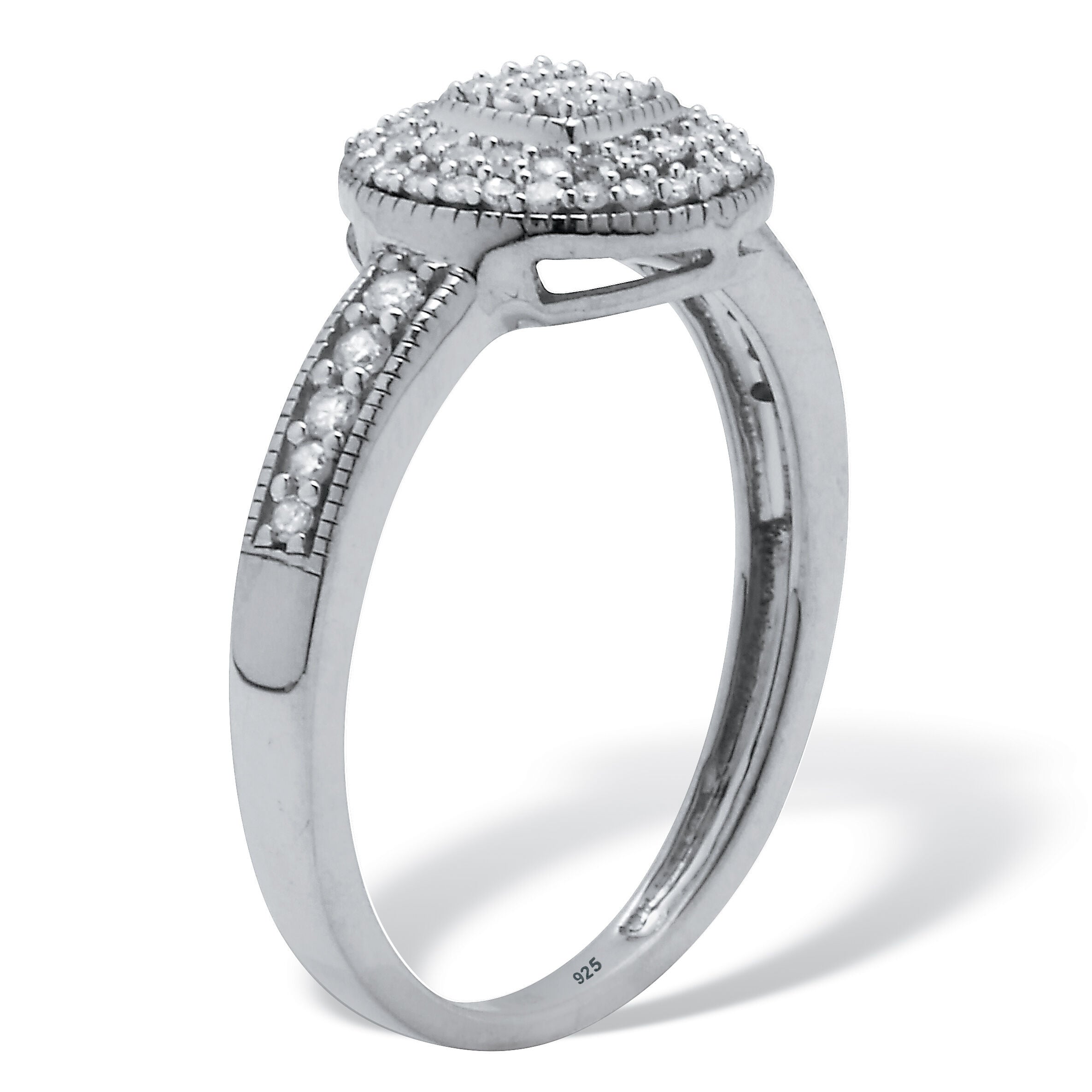 .30 TCW Diamond Sterling Silver Halo Engagement Ring, WHITE, on-hover image number 1