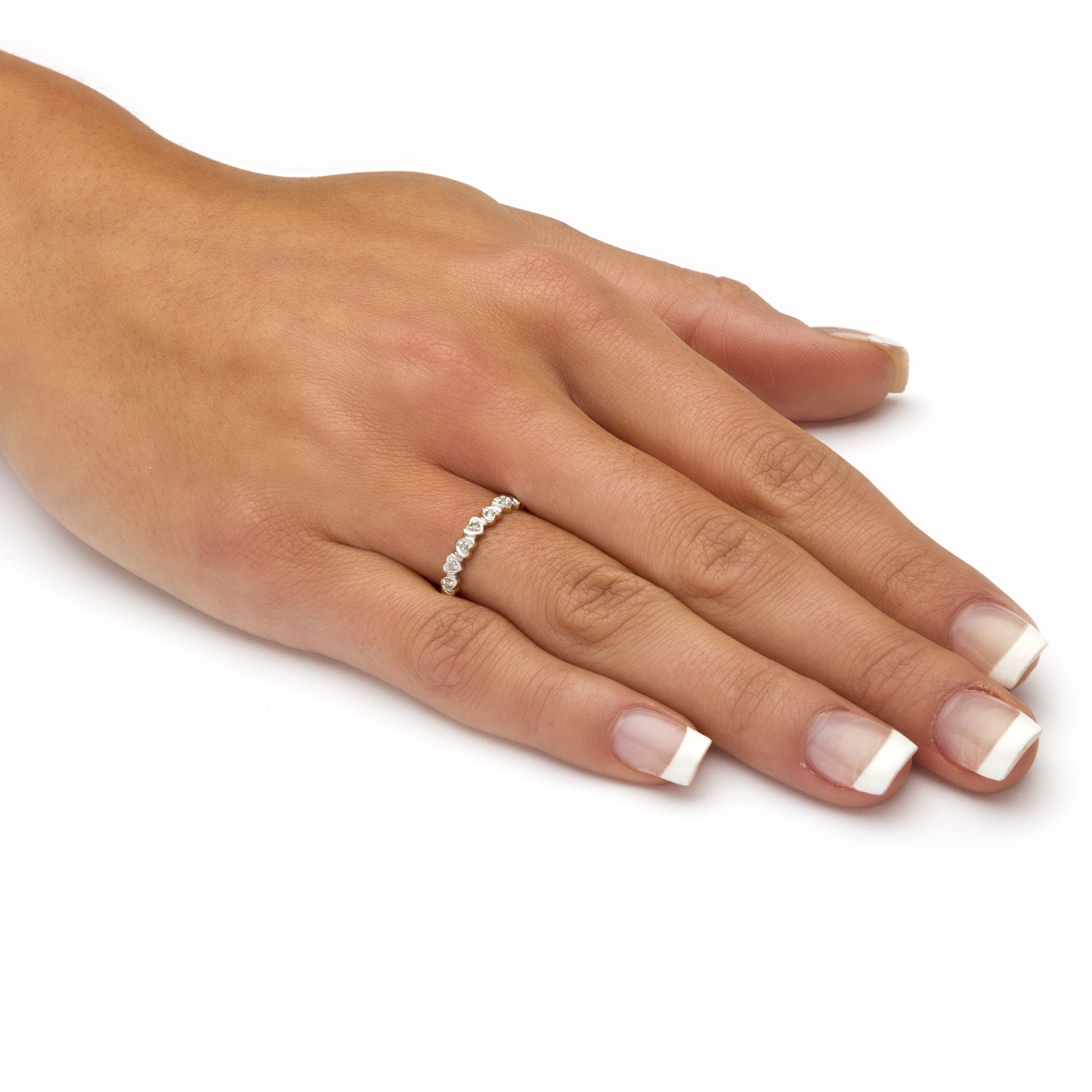 Diamond Accent Solid 10k Gold Multi-Heart Promise Band Ring, WHITE, alternate image number 2