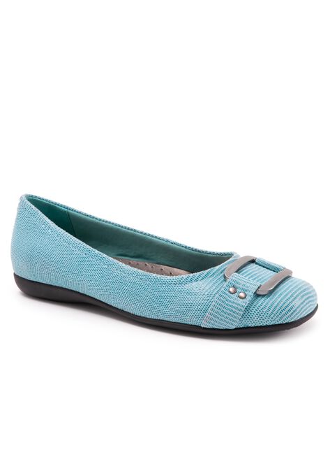 Sizzle Signature Leather Ballet Flat by Trotters®, AQUA, hi-res image number null