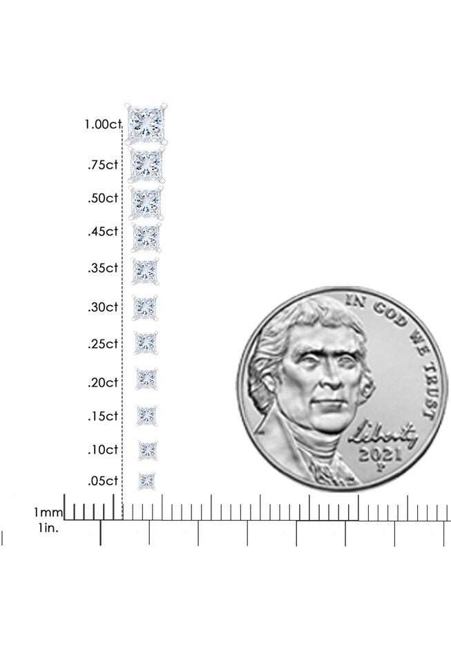 Princesscut Square Diamond 4Prong Solitaire Stud Earrings In White Gold (G-H Color), , alternate image number 5