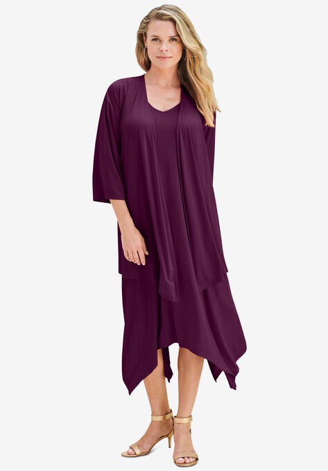 Relaxed Jacket Dress Set, DARK BERRY, hi-res image number null
