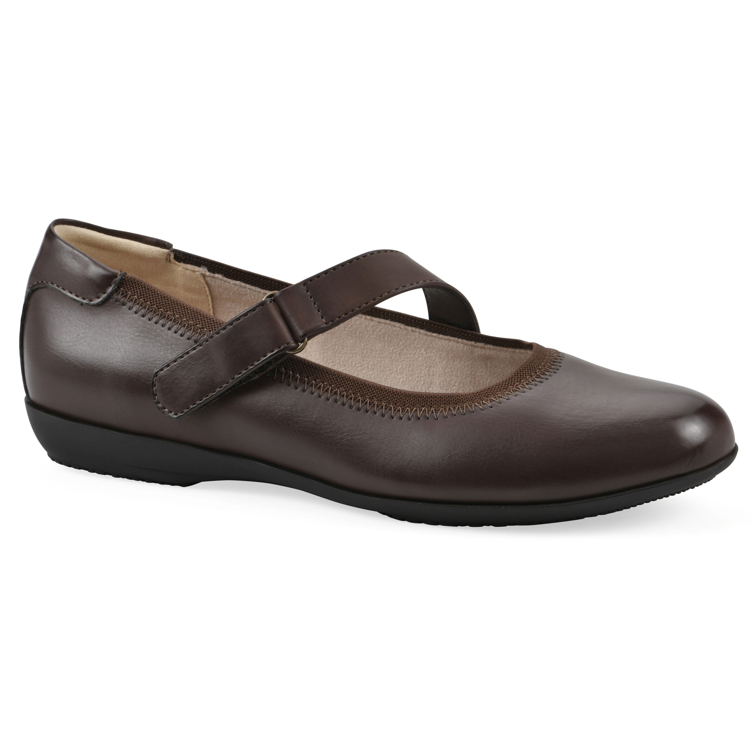 Carwen Mary Jane Flat, DARK BROWN SMOOTH, hi-res image number 0