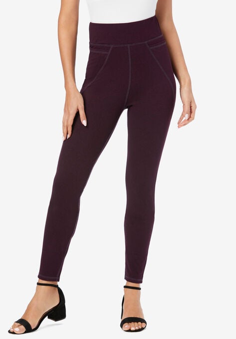 Side-Pocket Performance Legging, DARK BERRY MARLED, hi-res image number null