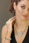 Gold Tone Leopard Collar Necklace, Earring and Bracelet Set, , alternate image number null