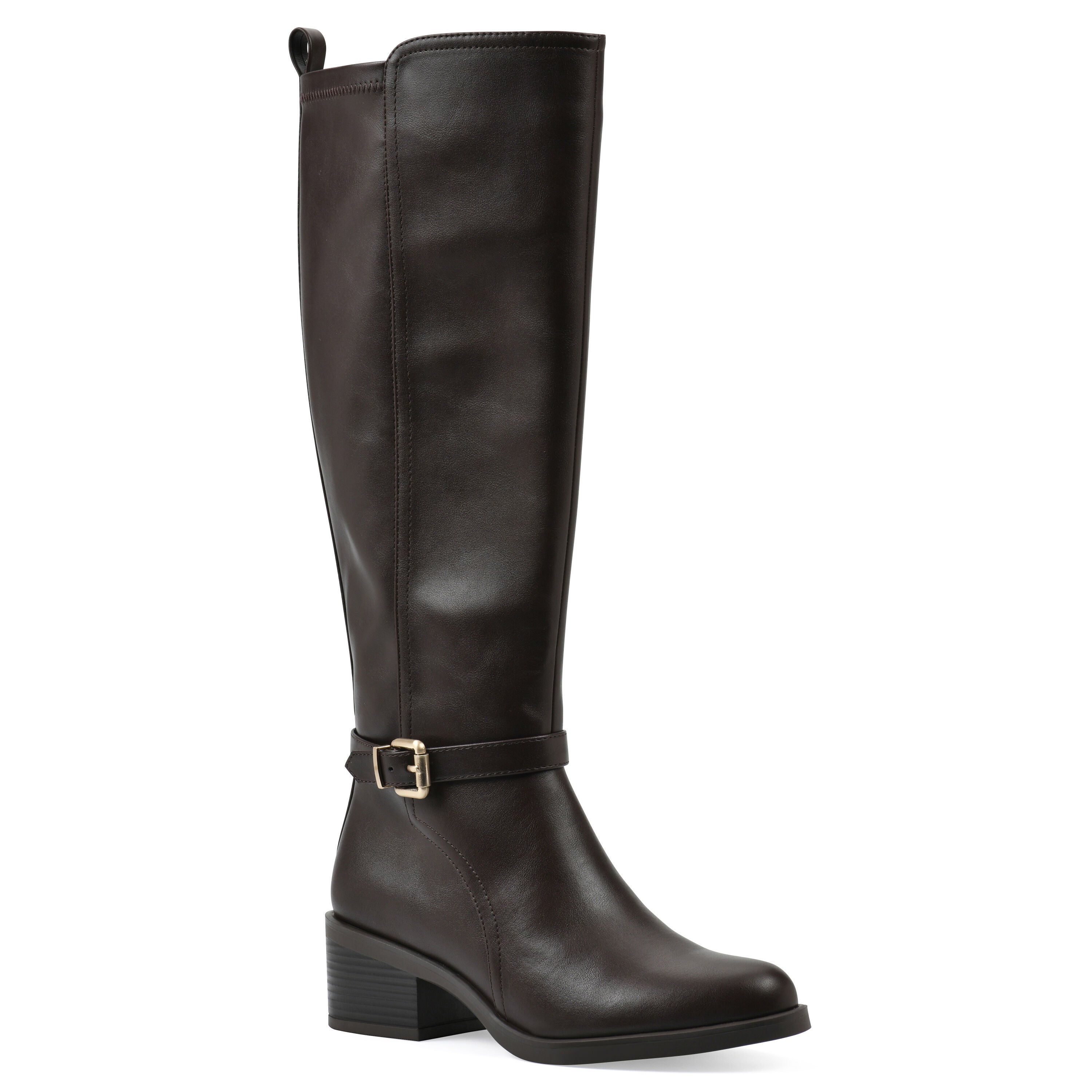 Custard Wide Calf Tall Shaft Riding Boot, DARK BROWN, hi-res image number 0