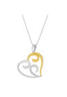 Yellow Gold Over Sterling Silver Open Heart With Swirls Box Chain Pendant Necklace, YELLOW GOLD SILVER, hi-res image number null