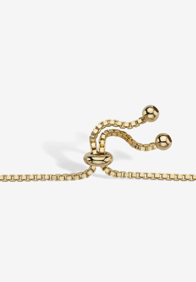 6.20 Cttw. Simulated Blue Sapphire And Cz Gold-Plated Bolo Bracelet 10 inches, , on-hover image number null