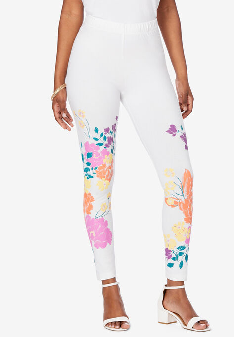 Placement-Print Legging, WHITE BLOOM FLORAL, hi-res image number null