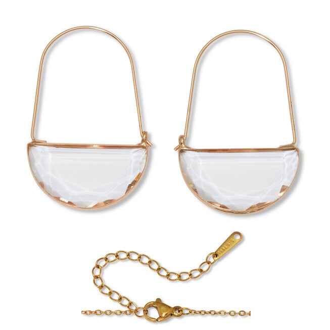 Crystal Half Moon Goldtone Jewelry Set, WHITE, on-hover image number null