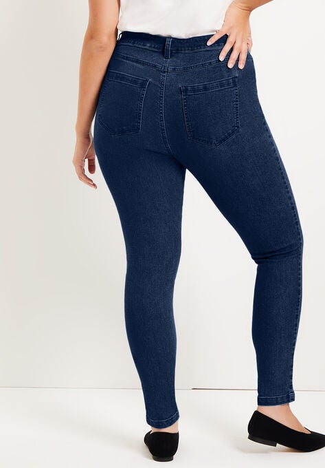 Curvie Fit Skinny Jeans, DARK BLUE, hi-res image number null