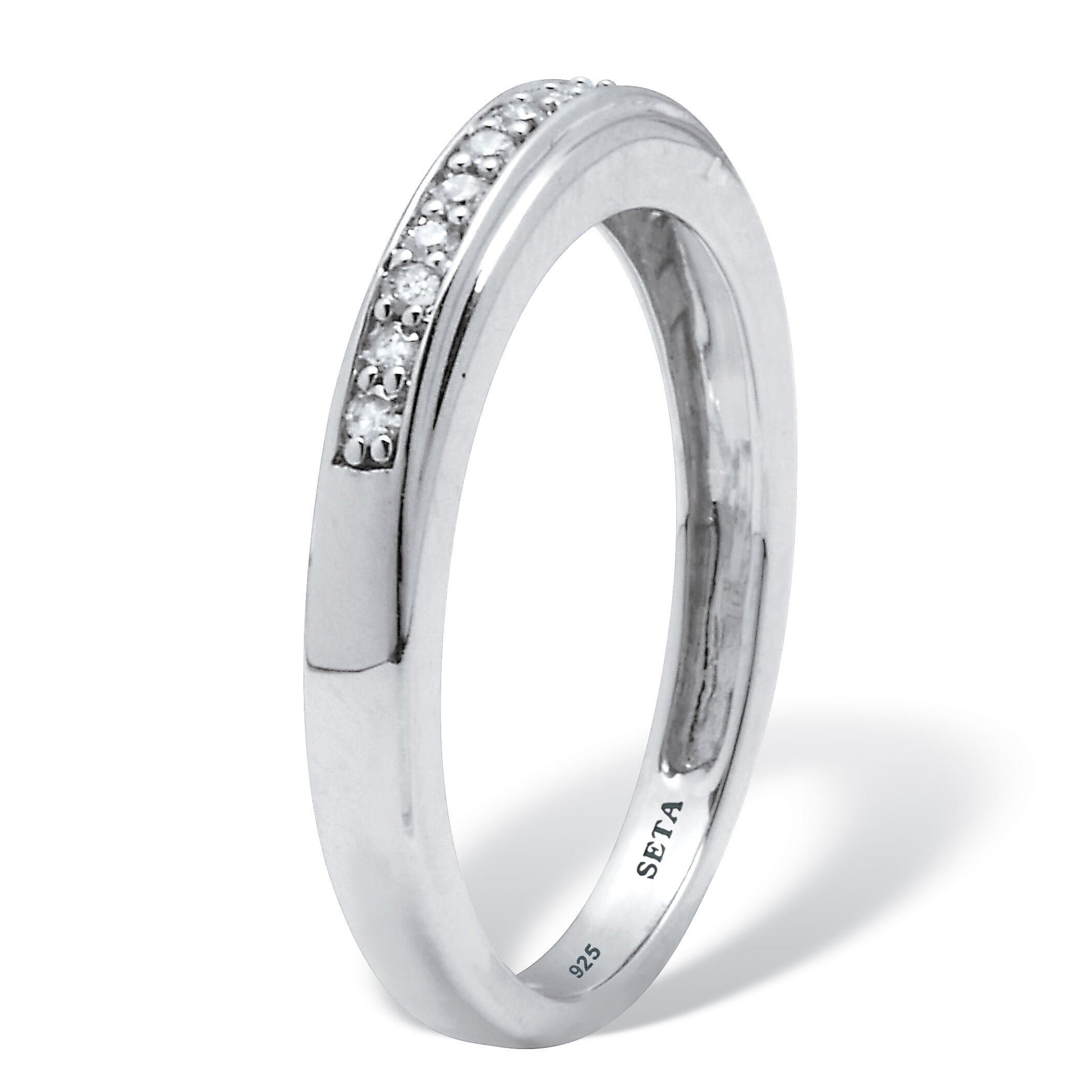 .13 TCW Diamond Sterling Silver Wedding Ring, WHITE, on-hover image number 1