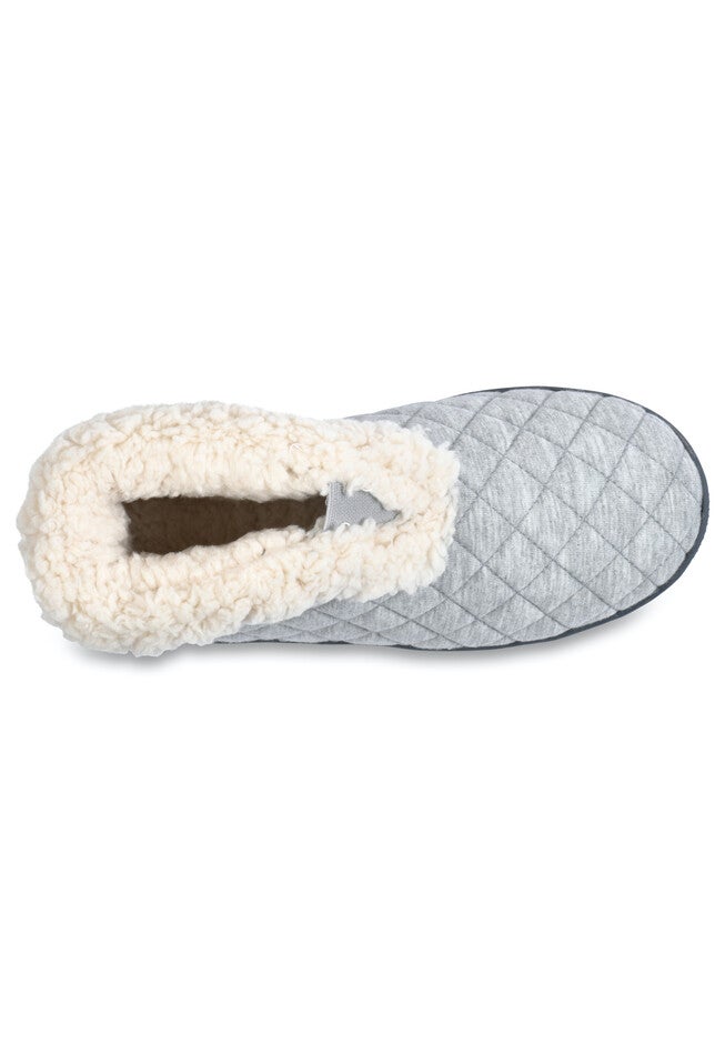 Quilted Jersey Elastic Front Slipper Boot Slippers, , alternate image number null