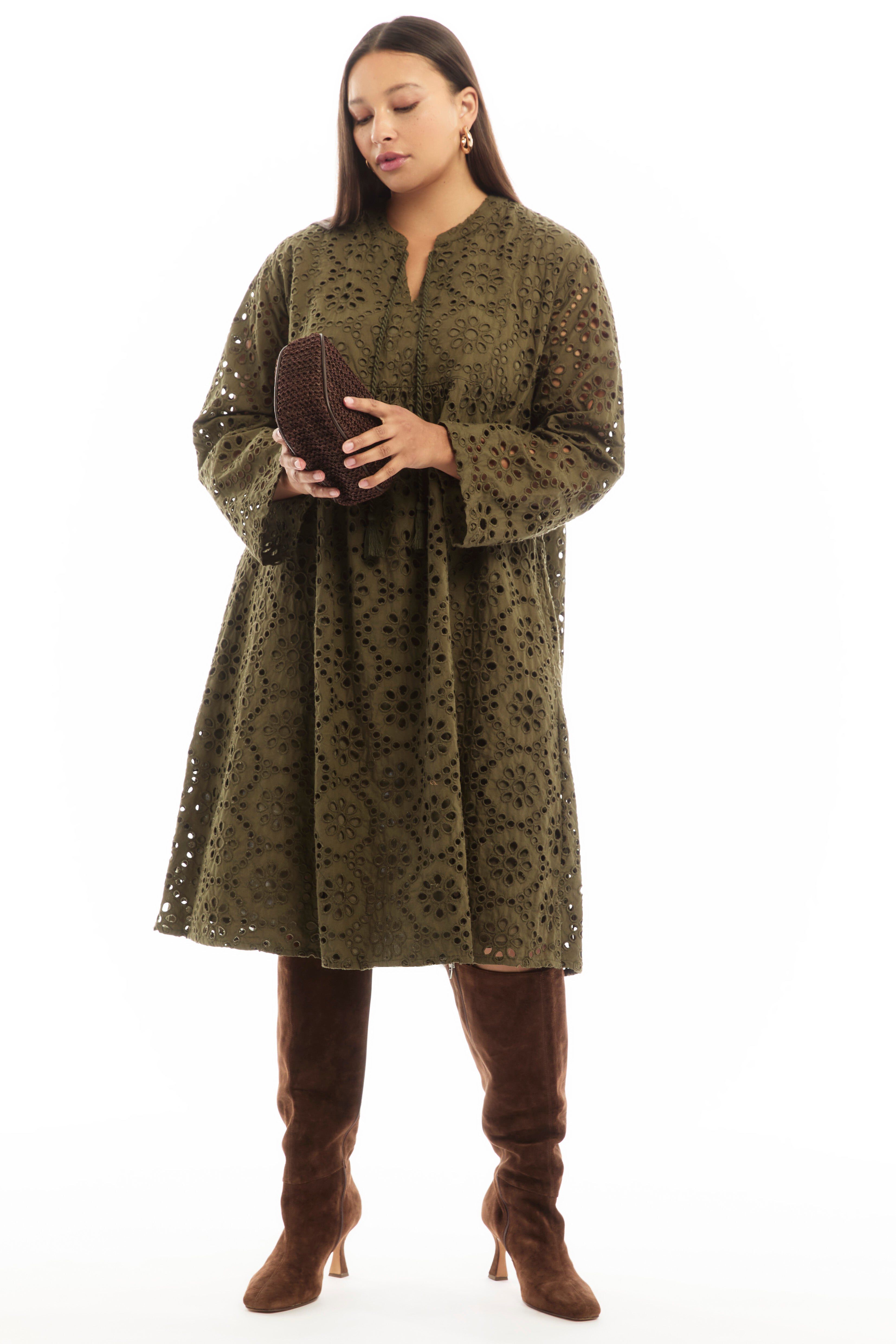 Eyelet Midi Shirtdress