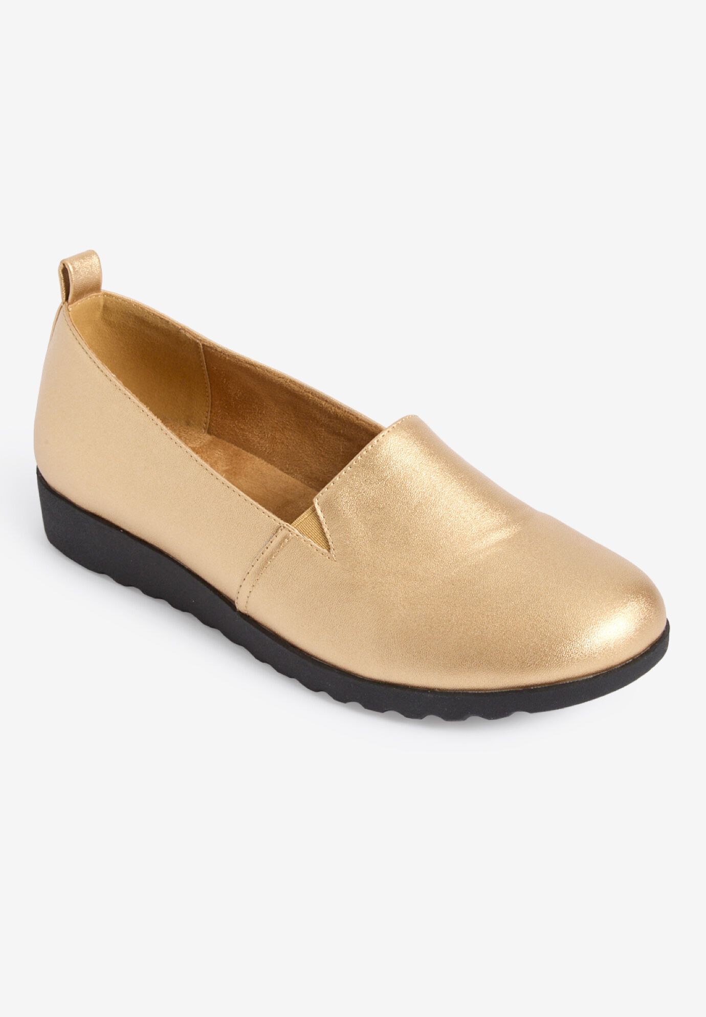 The June Leather-Like Slip On Flat, GOLD, hi-res image number 0