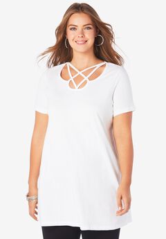 Ultimate Lattice Neck Short Sleeve Tunic