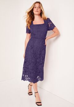 Square-Neck Lace Dress