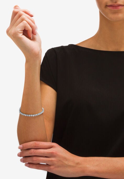10.75 Tcw Round Cubic Zirconia Platinum-Plated Tennis Bracelet 7.5", , alternate image number null