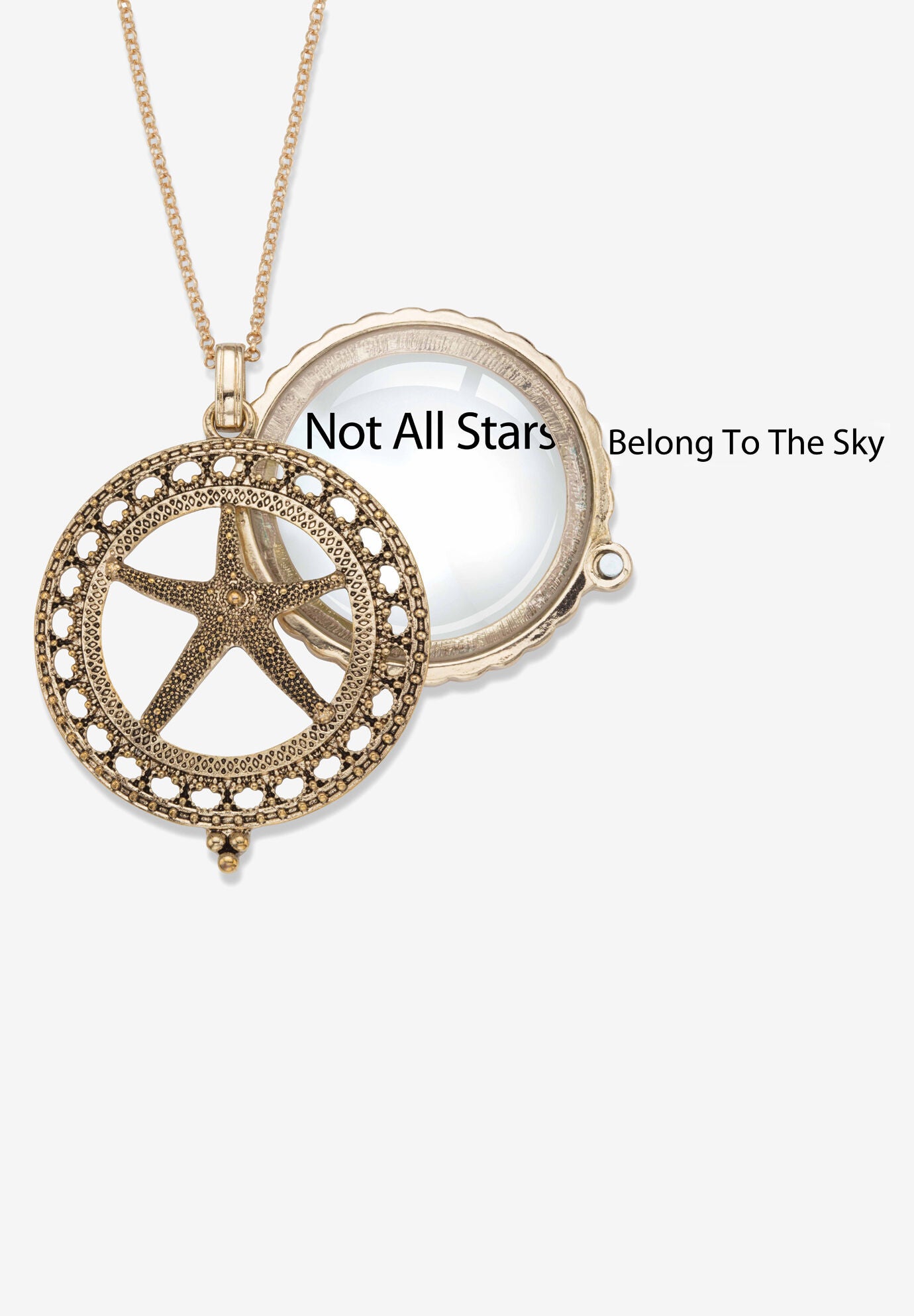 Goldtone Antiqued Starfish Magnifier Pendant with 32 inches Chain, , alternate image number 3