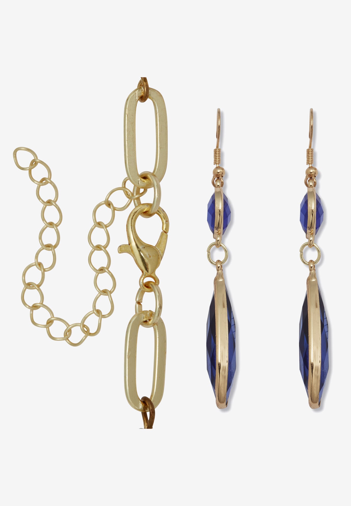 Blue Crystal Goldtone Vintage-Inspired Jewelry Set, , alternate image number 4