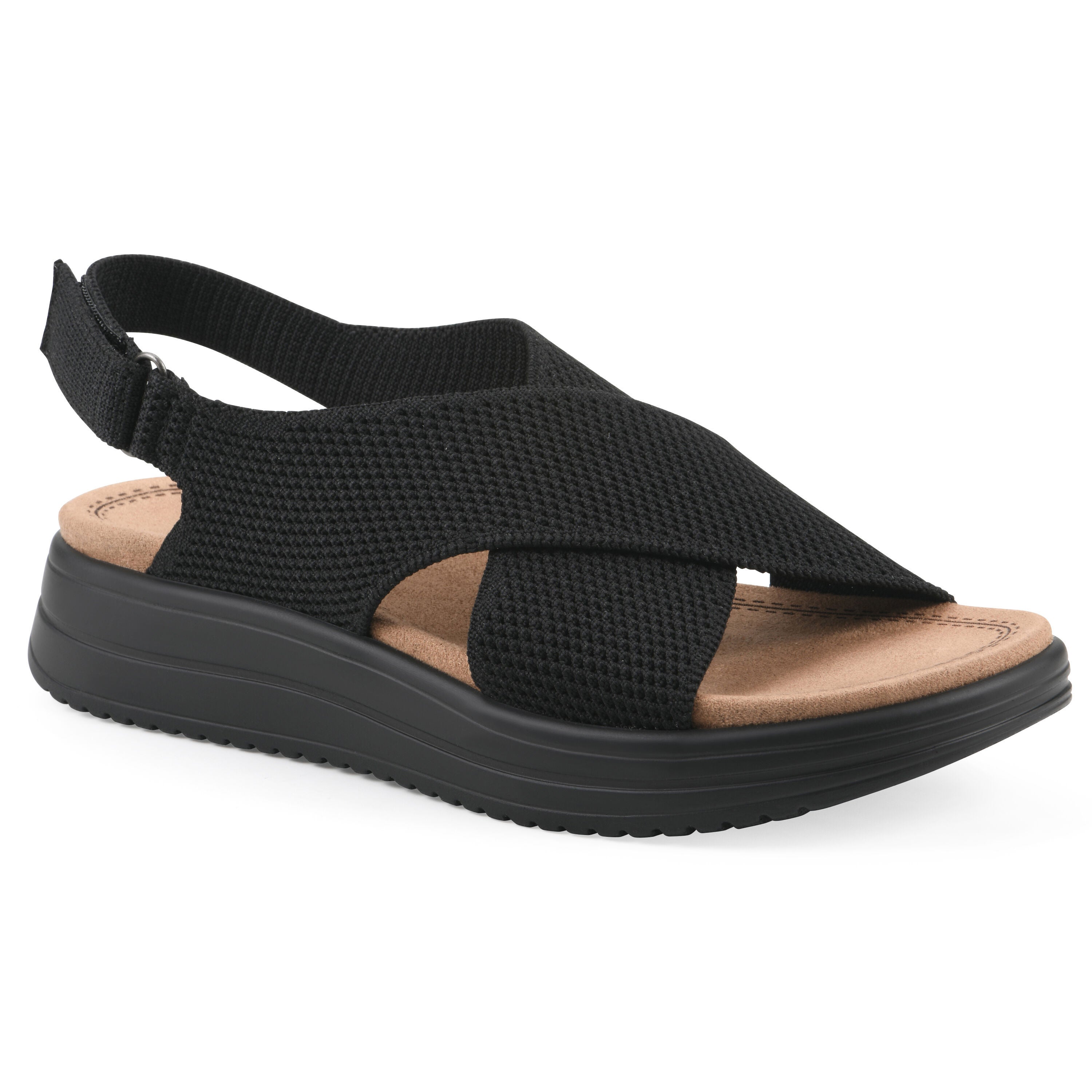 Harleen Flatform Sandal, BLACK FABRIC, hi-res image number 0
