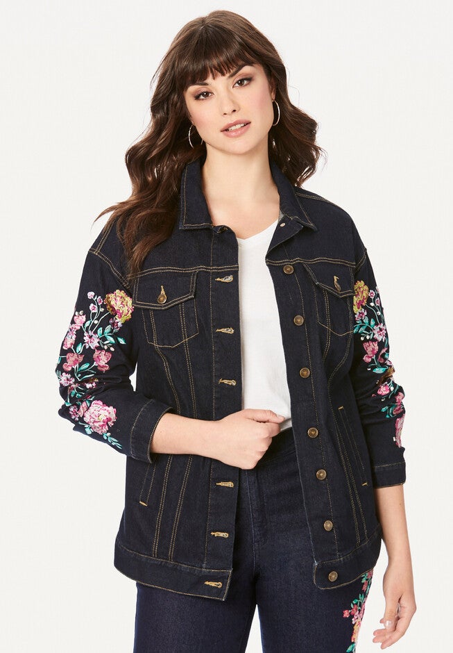 Embellished Boyfriend Jacket, MULTI EMBROIDERED BOUQUET, hi-res image number null