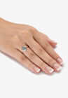 Silvertone Simulated Pear Cut Birthstone And Round Crystal Ring Jewelry, , alternate image number null