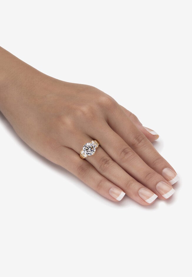 4.66 Cttw. 14K Yellow Gold-Plated Sterling Silver Ring Round Cubic Zirconia Engagement Ring, , alternate image number 2