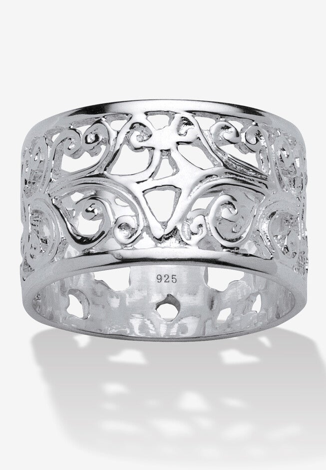 Filigree Vintage-Style Ring In .925 Sterling Silver Jewelry, SILVER, hi-res image number null