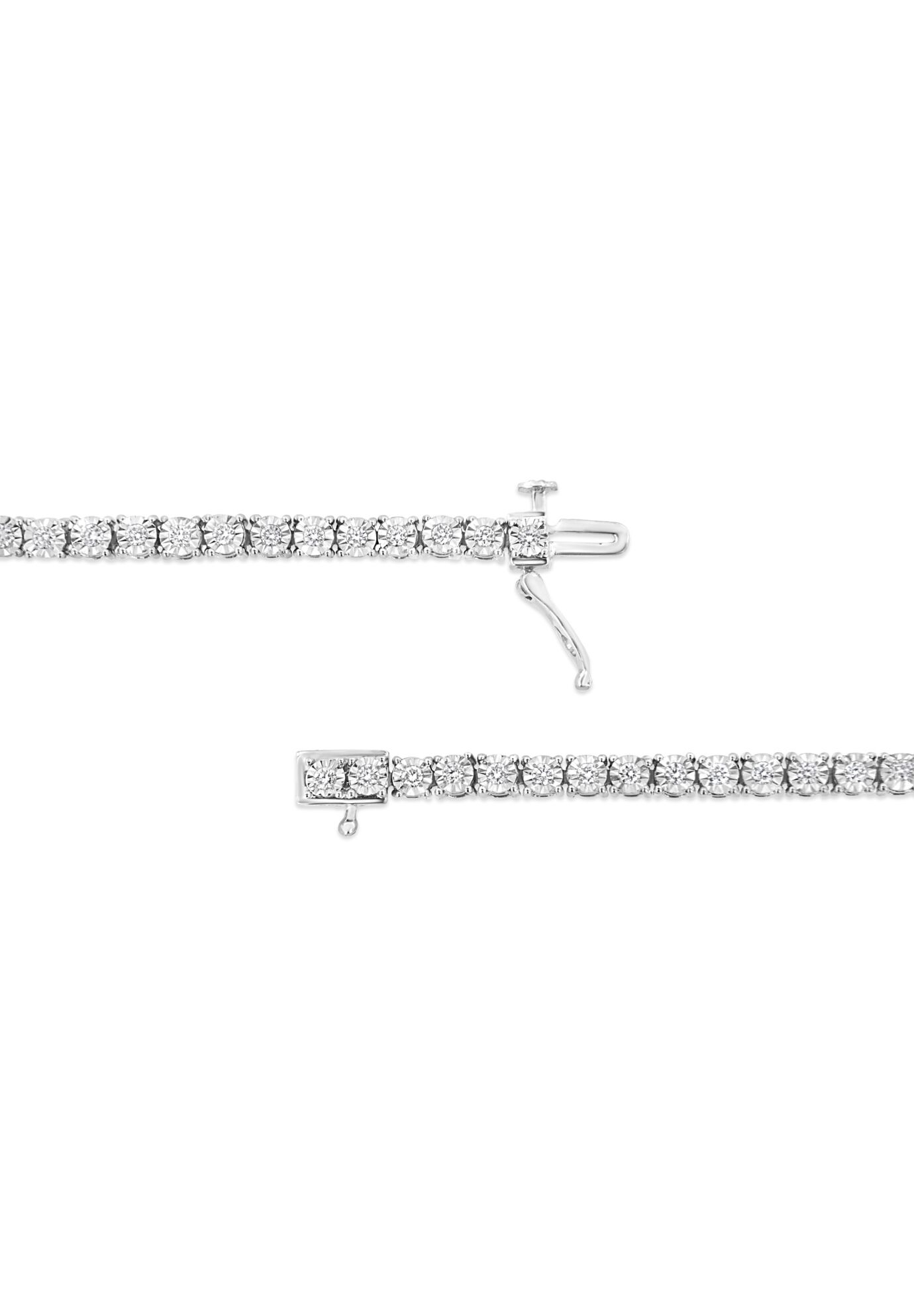 Silver 1.0 Cttw Lab Grown Diamond Illusion-Set Tennis Bracelet - 7.25 inches Inches, , alternate image number 2