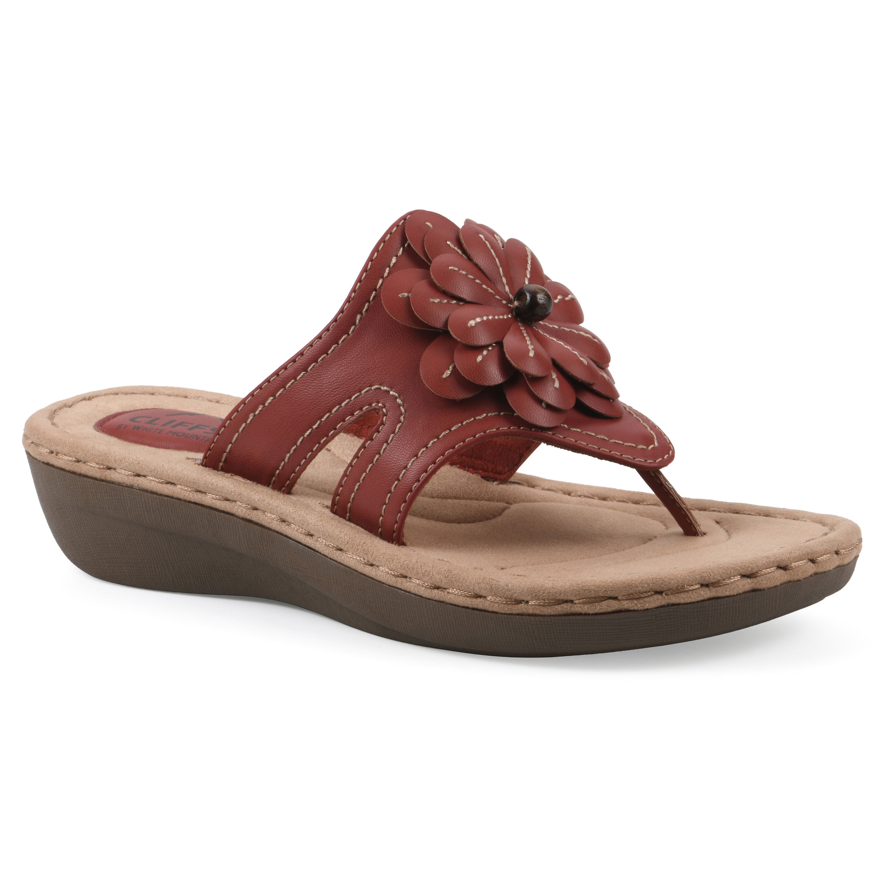 Cashlyn Floral Mini Wedge Sandal, RED SMOOTH, hi-res image number 0
