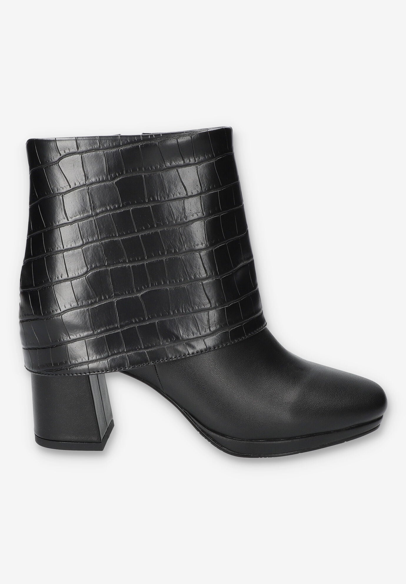 Sutton Sqaure Toe Ankle Boot, BLACK CROCO, alternate image number 2