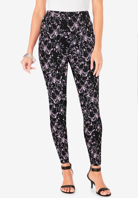 Ankle-Length Essential Stretch Legging, SOFT BLUSH SKETCH FLORAL, hi-res image number null
