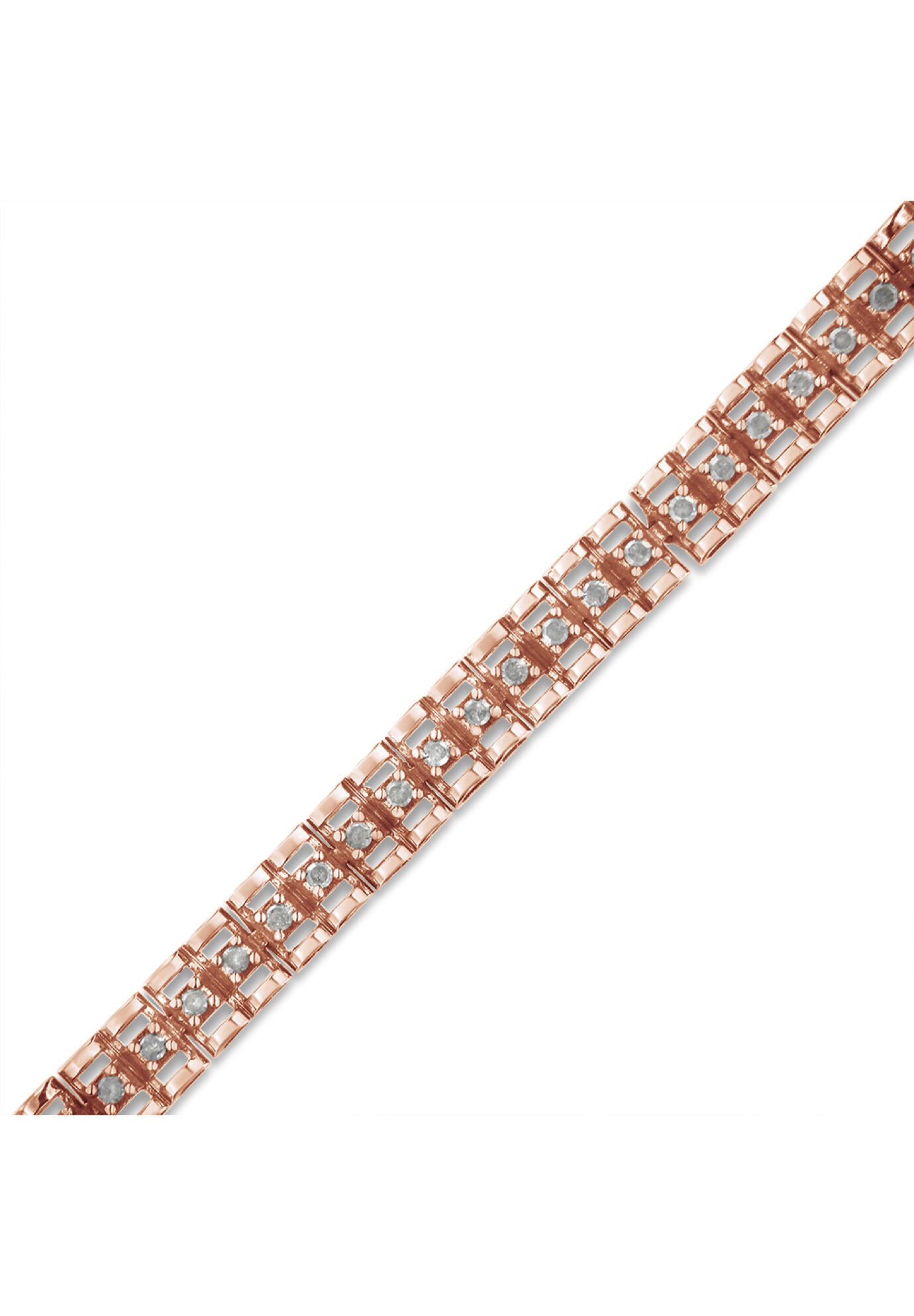 Rose Gold Plated Sterling Silver 2.0 Cttw Diamond Doublelink Tennis Bracelet, , alternate image number 2