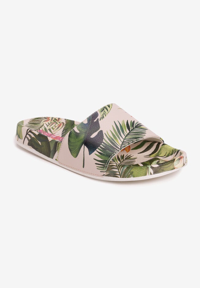 Pool Party Slide Sandal, GREEN JUNGLE, hi-res image number null