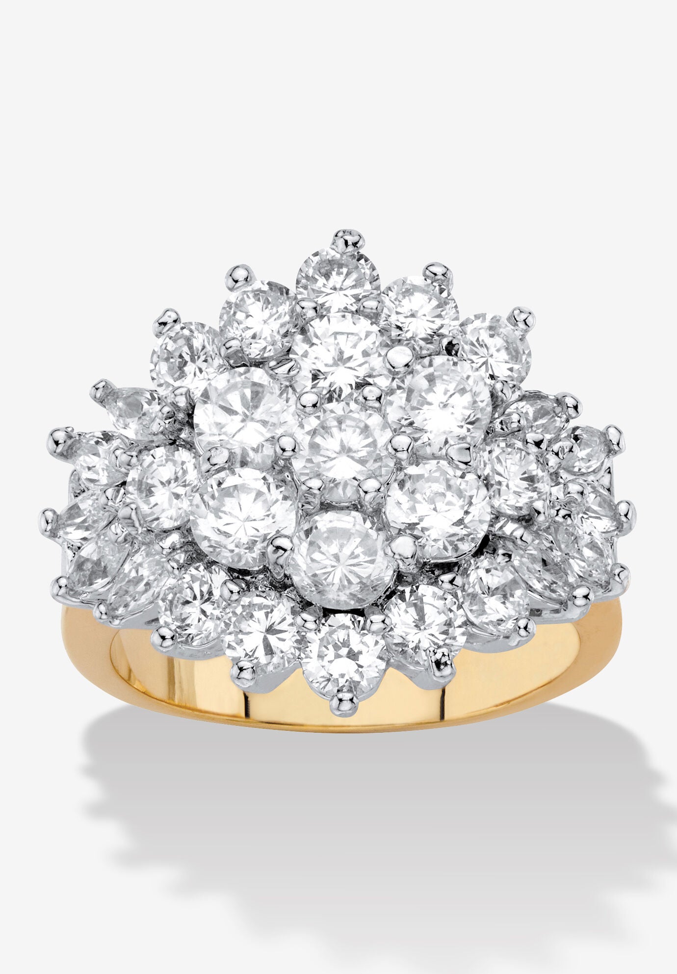 4.25 Cttw 18K Gold-Plated Cubic Zirconia Cubic Zirconia Cluster Cocktail Ring, GOLD, hi-res image number 0