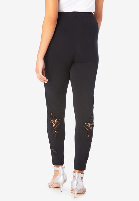 Lace-Inset Essential Stretch Legging, , on-hover image number null