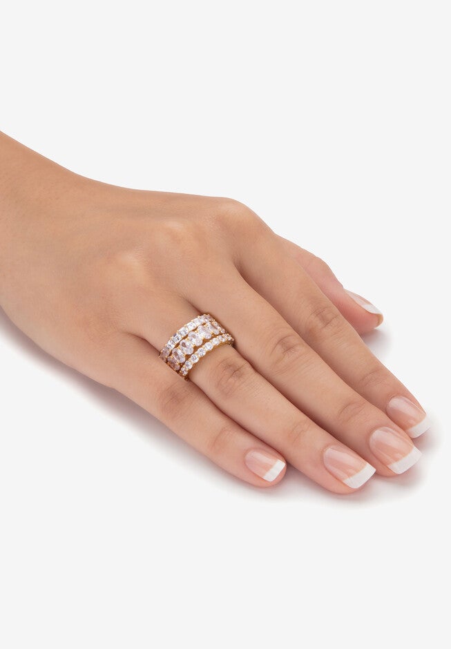 Yellow Gold-Plated 3-Piece Stackable Ring, , alternate image number 2