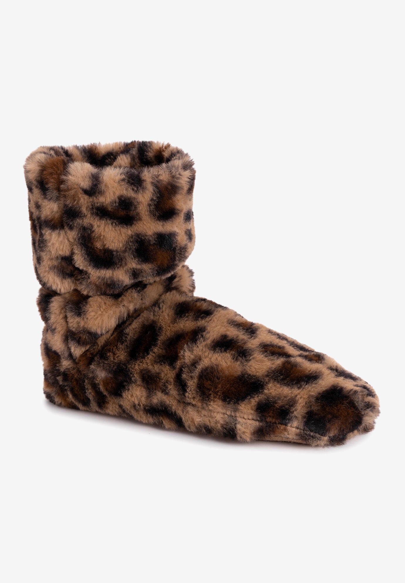Faux Fur Slipper Sock, NATURAL LEOPARD, hi-res image number 0