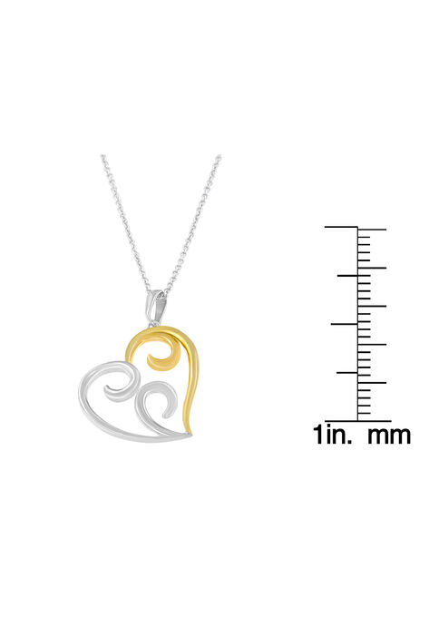 Yellow Gold Over Sterling Silver Open Heart With Swirls Box Chain Pendant Necklace, , alternate image number null