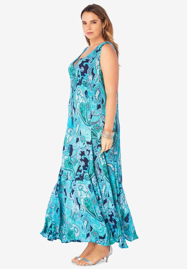 Crinkle A-Line Maxi Dress, , alternate image number null