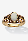 Oval-Cut Opal Scroll Ring In Antiqued Gold-Plated, OPAL, hi-res image number null