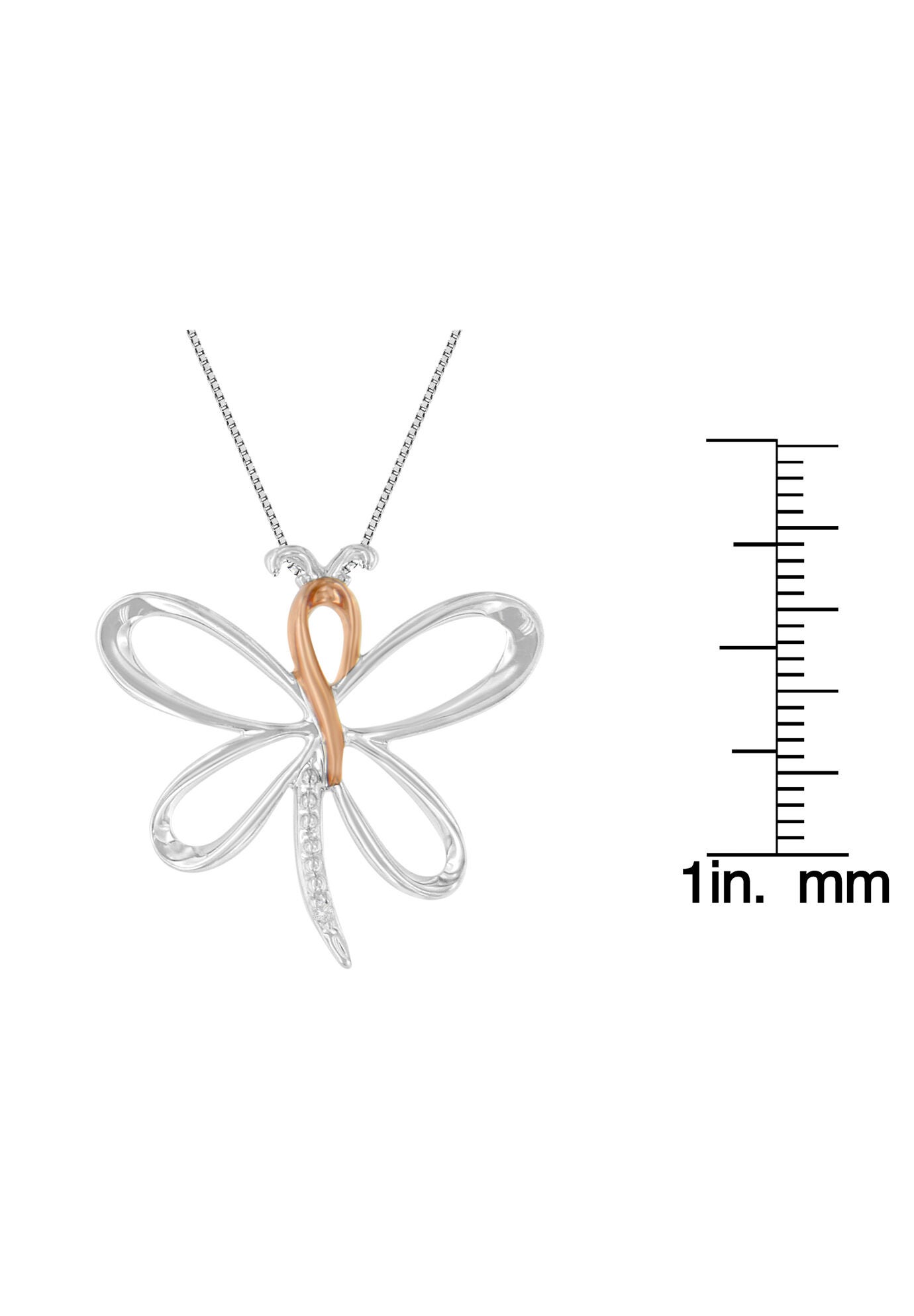 10K Rose Gold Over Silver Diamond-Accented Dragonfly Pendant, , alternate image number 3