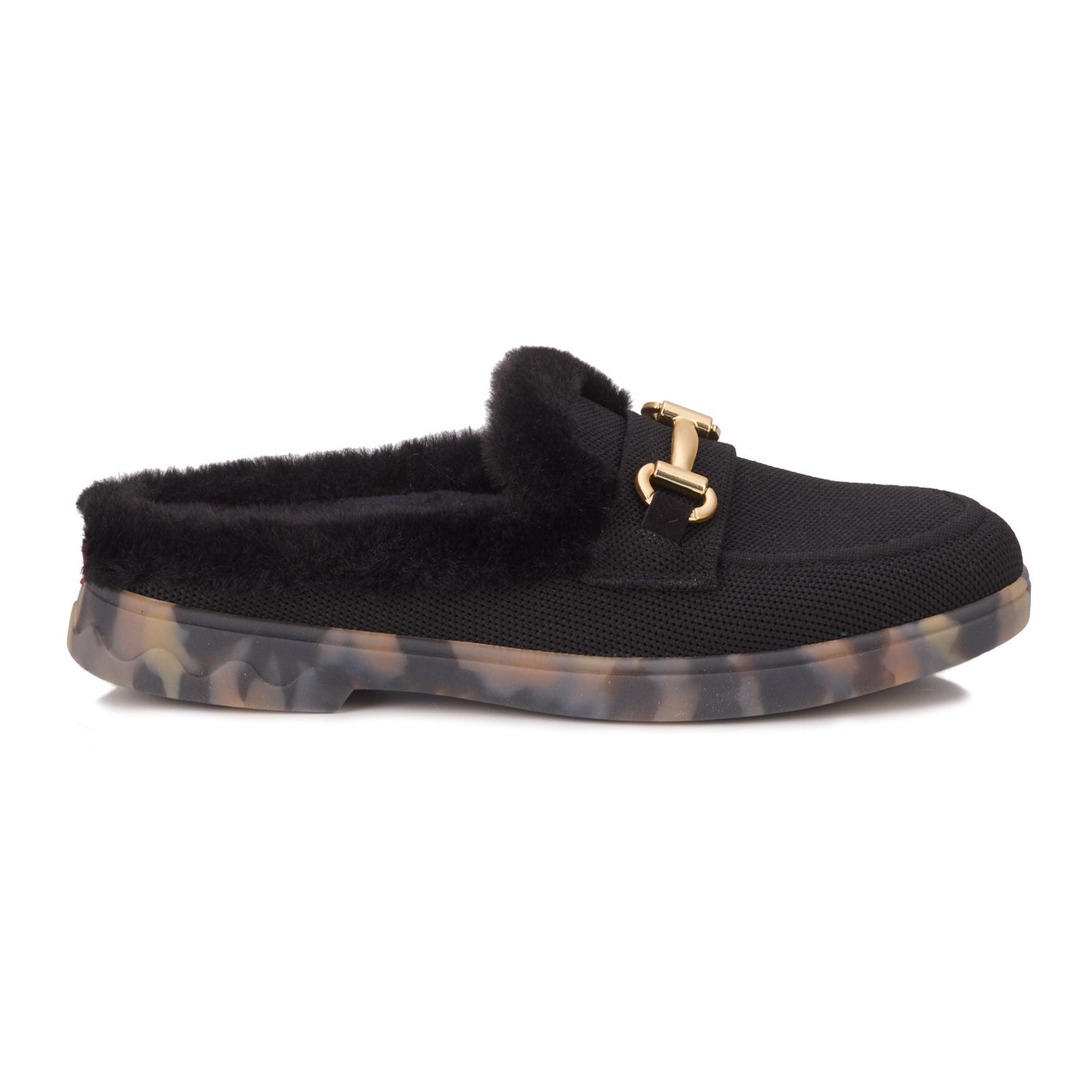 Gigi Faux Fur Slide, BLACK, alternate image number 2