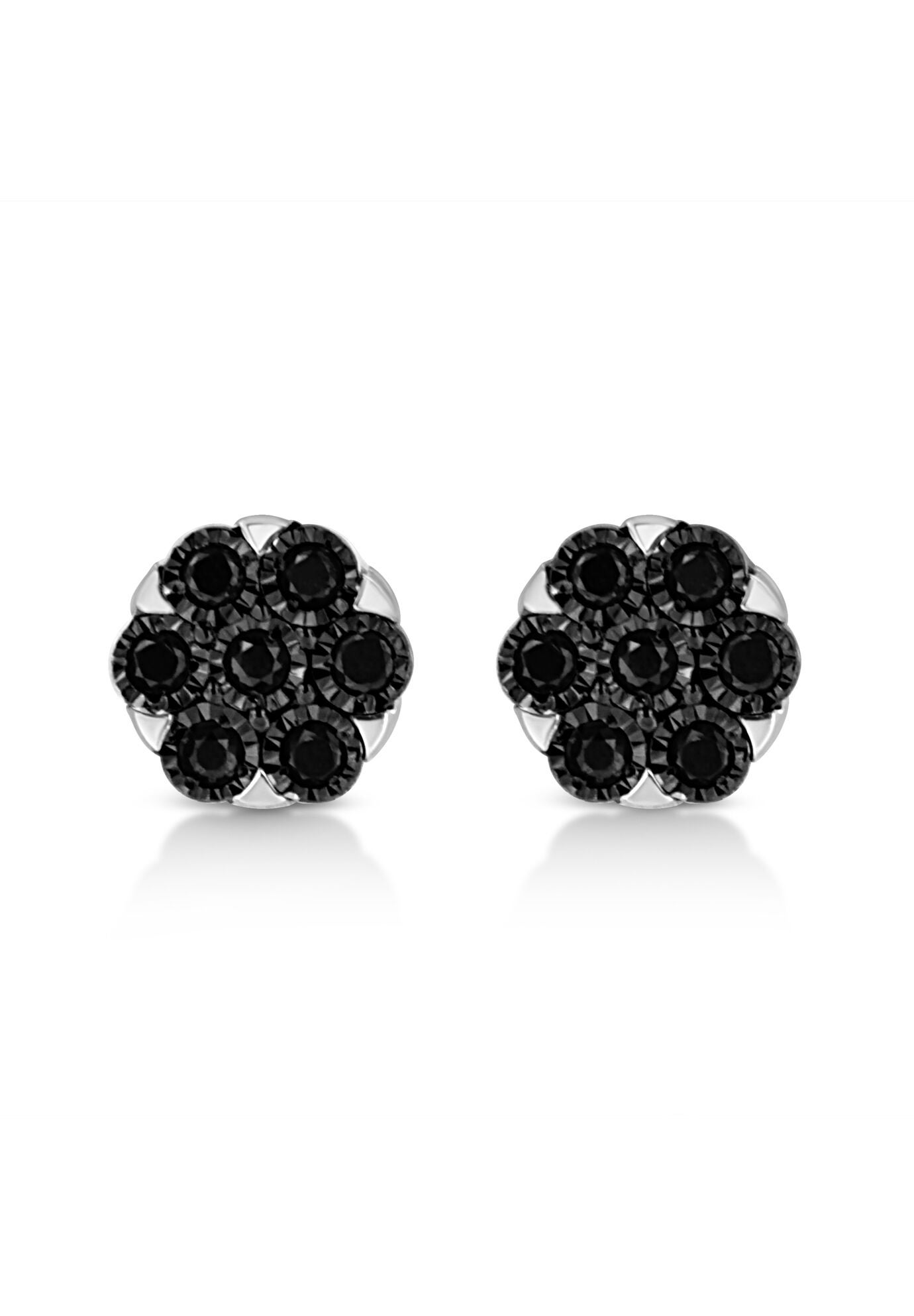 Black Diamond Flower Stud Earrings, 1/4 Cttw, Black Catherines