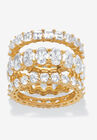 Yellow Gold-Plated 3-Piece Stackable Ring, CUBIC ZIRCONIA, hi-res image number null