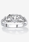 Platinum & Silver Promise Ring with Diamond-Accent, WHITE, hi-res image number null