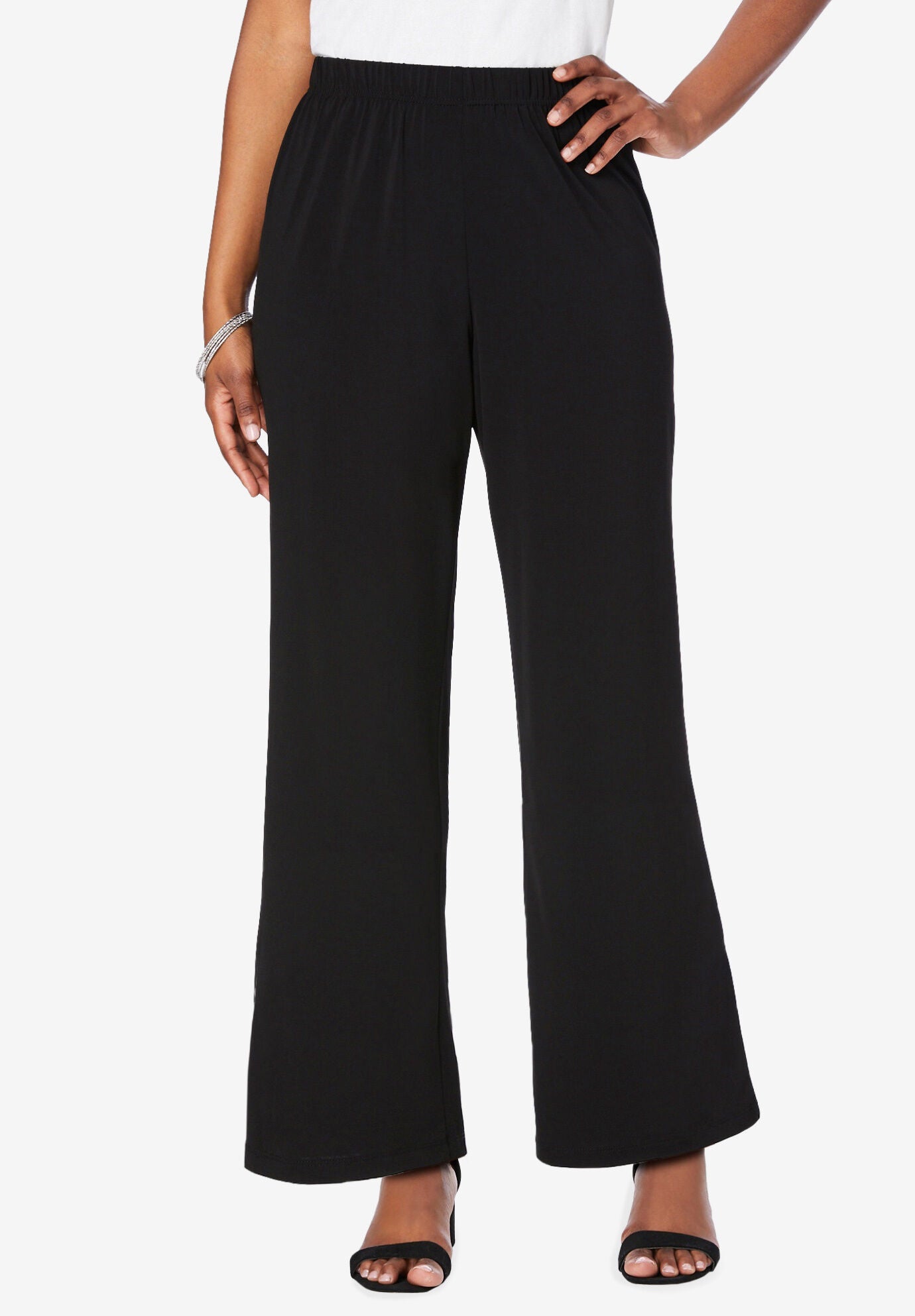 Ultrasmooth&reg; Fabric Wide-Leg Pant, BLACK, on-hover image number 1