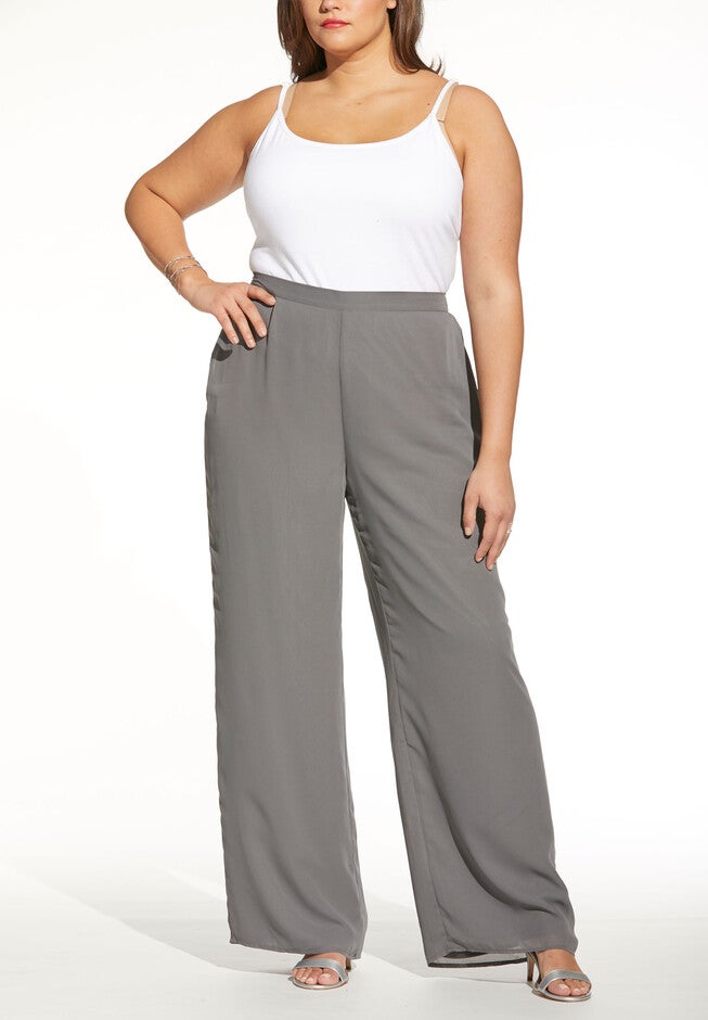 Georgette Wide-Leg Dress Pant, , alternate image number 1